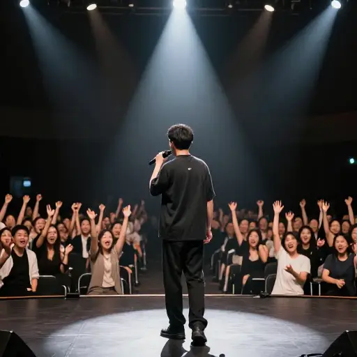当他登上舞台时，观众们变得疯狂起来。