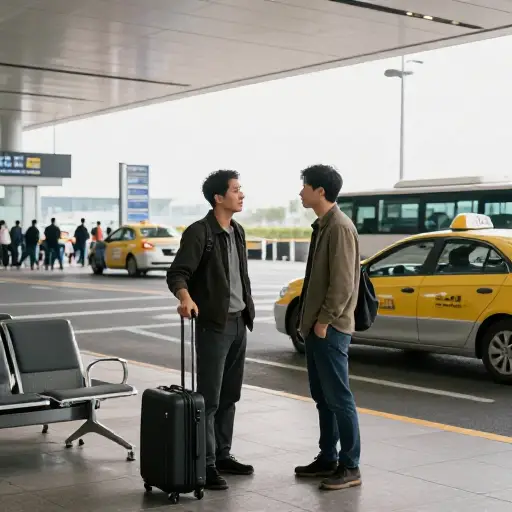 他们闲聊了一会儿，因为马尔科姆得等机场出租车。