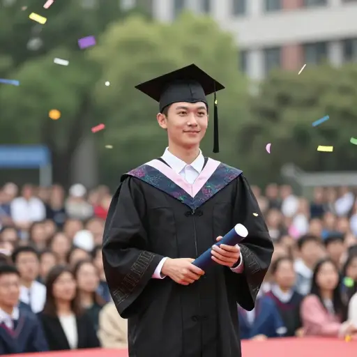通过这个，他获得了大学学位并以优异成绩毕业。