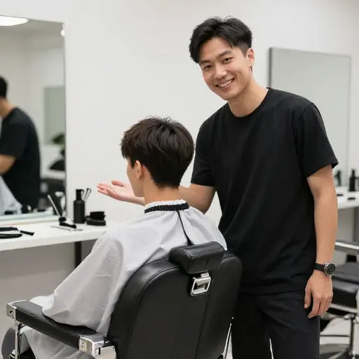 过来这里，我会帮你做头发。