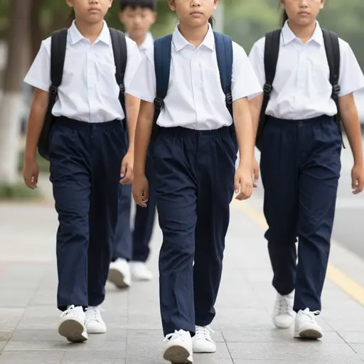 放学后我们步行回家。