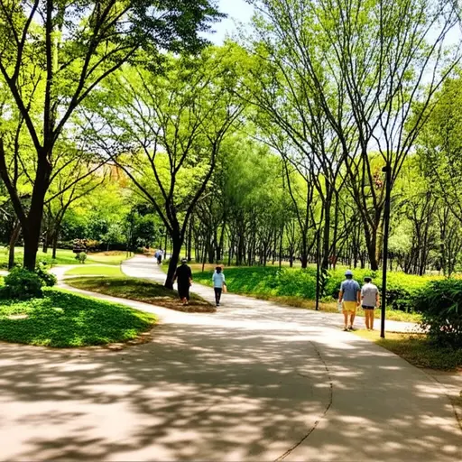 公园里有很多条小路。