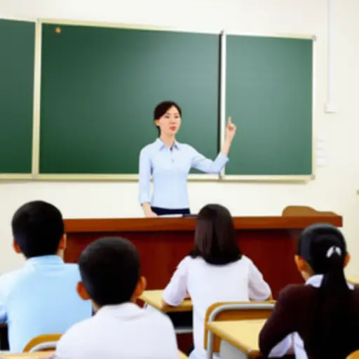 老师举起手作为信号让学生们安静下来。