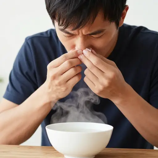 要疏通堵塞的鼻子，可以尝试通过一个鼻孔缓慢吸入蒸汽。