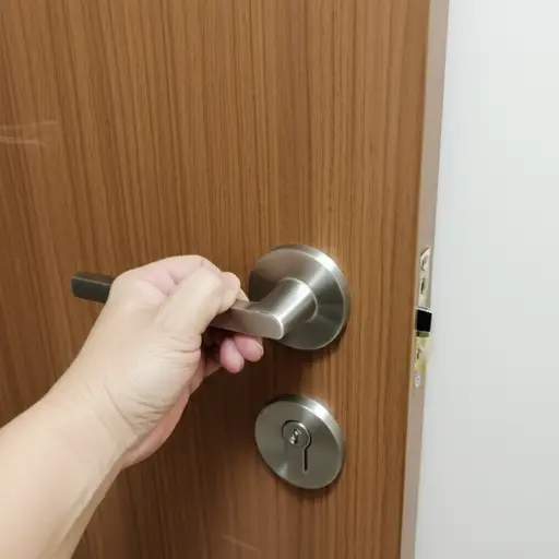 我能听到他转动门把手时发出的咔哒声。