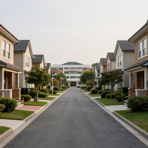 我住在一个有良好学校的安静住宅区。