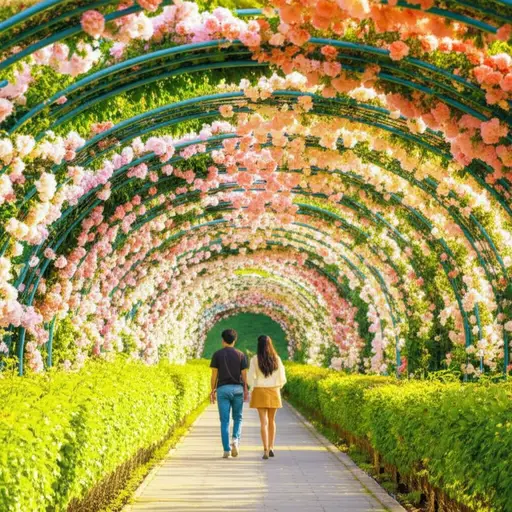 我们穿过了一条鲜花覆盖的隧道。