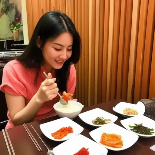她非常喜欢韩国料理，尤其是泡菜。