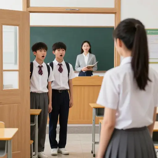 我们走错了房间，发现自己站在老师面前。