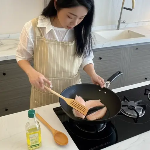 妈妈用橄榄油炸了一些鱼。