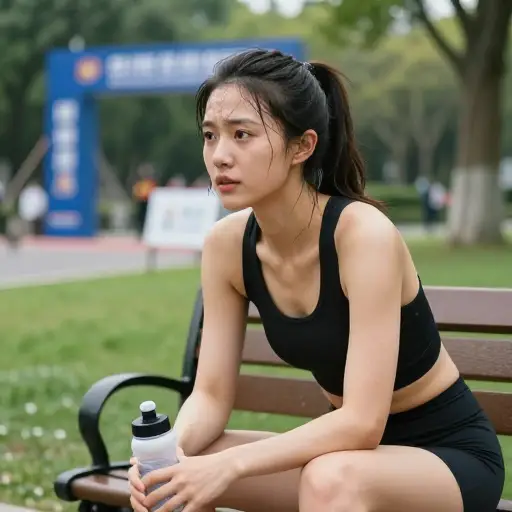 马拉松之后，她感到筋疲力尽。