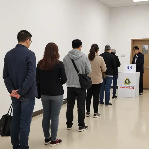当地居民今天正在市政选举中投票。
