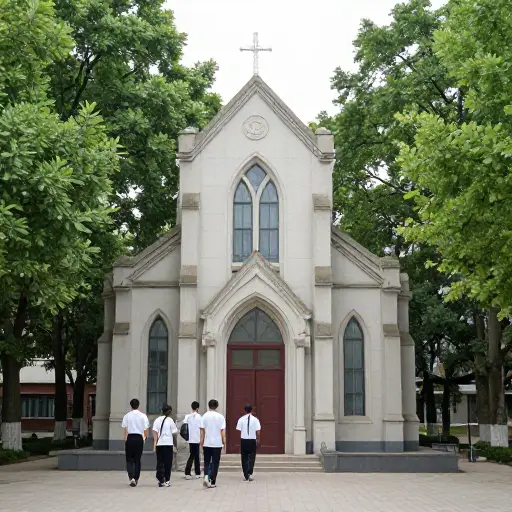 大学里有一个小教堂，学生可以在那里祈祷。