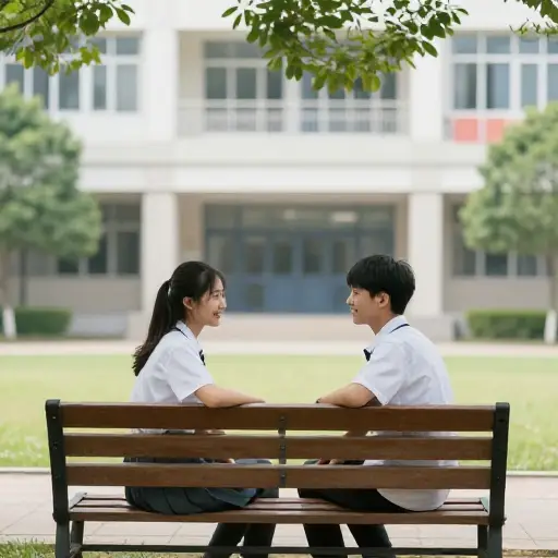 我和朋友谈论学校。