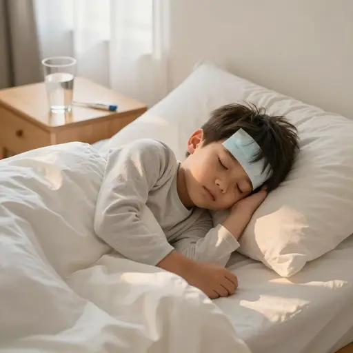 经过三天的治疗，孩子的烧渐渐退了。