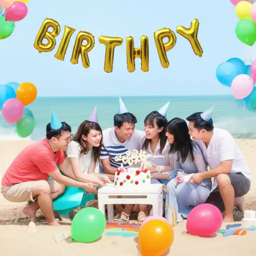 我们周末会在海滩上开派对庆祝生日。