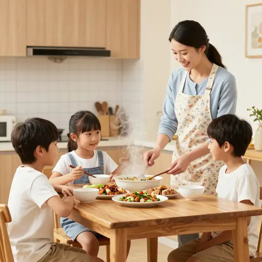 孩子们依赖父母提供食物和照料。