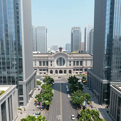 火车站就在市中心附近。
