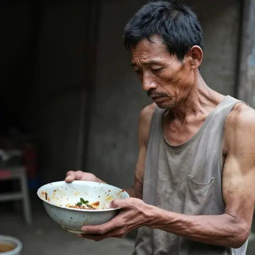 那些食物——或者更确切地说，剩菜——她给他的，几乎不够喂一个婴儿。
