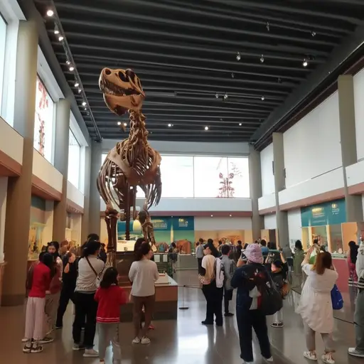 博物馆的恐龙展览吸引了大量游客。