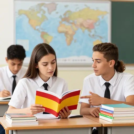 这学期我们在学校学西班牙语。