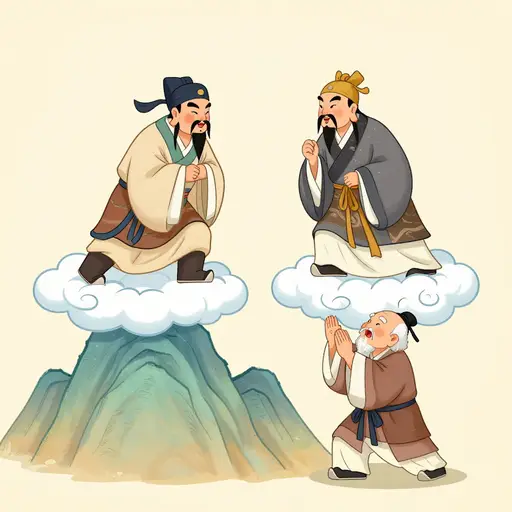 他派了两位神仙把山搬走了。