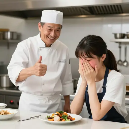 厨师对她厨艺的赞美不知怎么比批评更让她难为情。