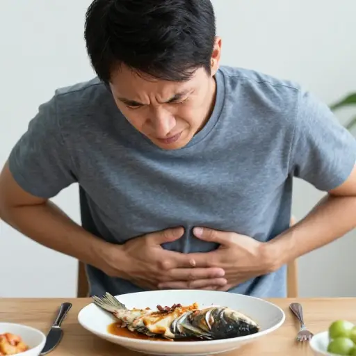 我吃了那条鱼后胃不舒服。