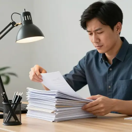 他在那堆文件的最底下找到了丢失的纸张。