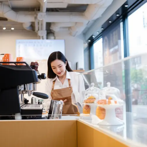 她投资了一家咖啡店的加盟权，现在经营着自己的分店。