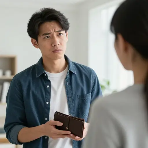 我告诉他不会再给他钱了，但随后我动摇了。
