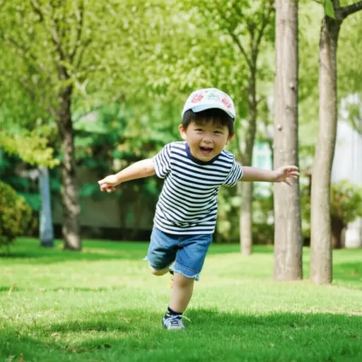 小塔德总是带着他的棒球帽在院子里玩耍。