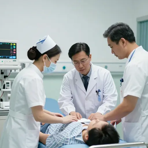 急诊室的医生和护士在巨大的压力下工作以挽救生命。
