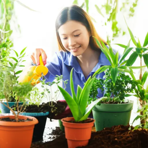 我妹妹是个园艺狂热爱好者，整天都在照料她的植物。