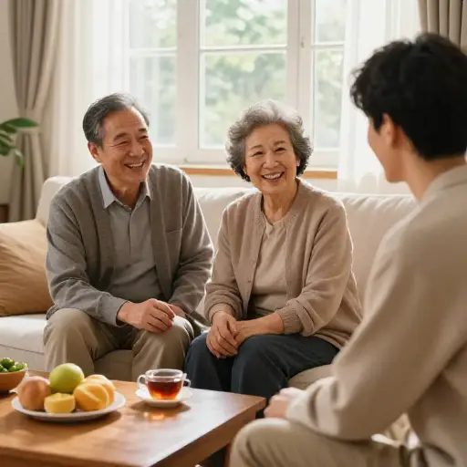 我偶尔去看望我的祖父母，和他们聊聊近况。