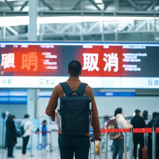 我匆忙赶到机场，结果发现航班取消了。