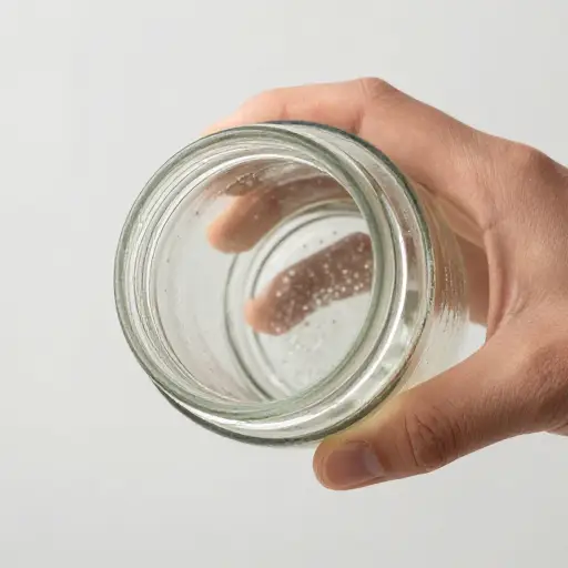 把罐子倒过来摇晃它。