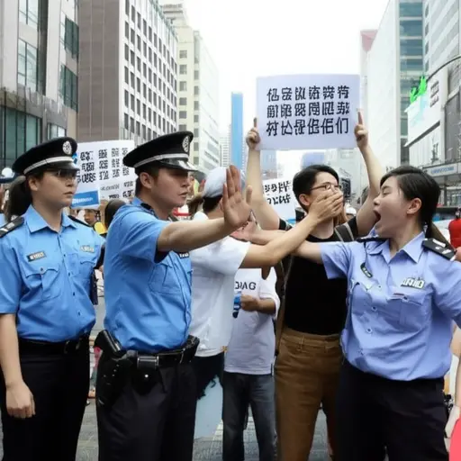 抗议者们被警察强行制止发声。