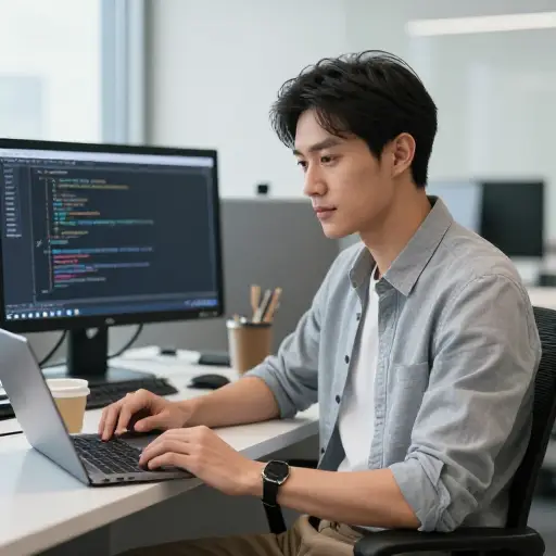 他在科技行业有一份高薪工作。