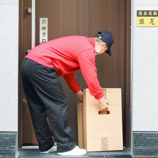 快递员把包裹放在了门口。