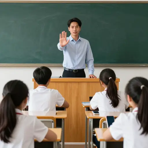 当学生试图在课堂上使用手机时，老师坚决制止了。