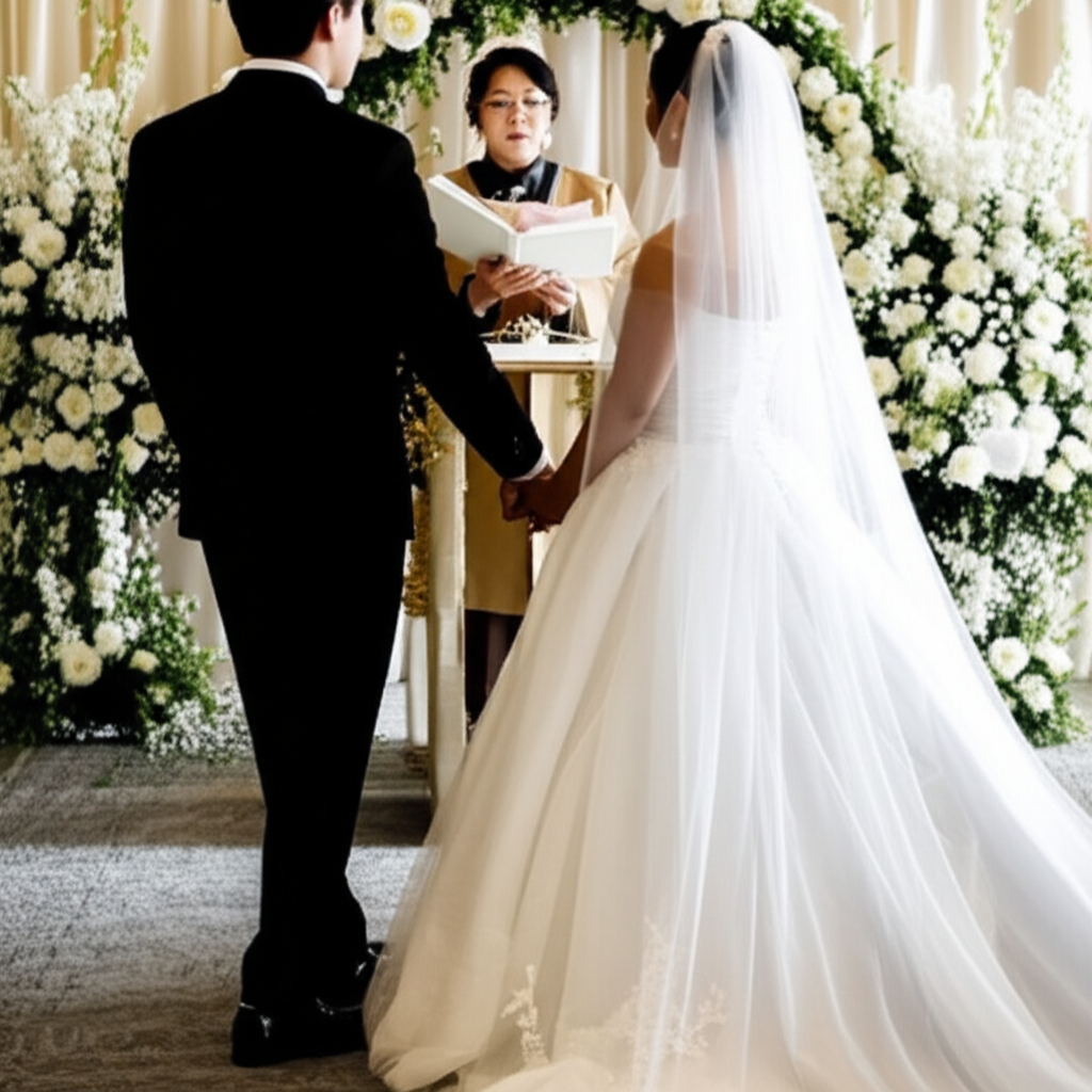 婚礼仪式在庄严的气氛中进行。