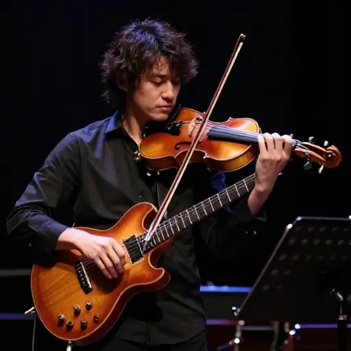 在那首实验性作品中，音乐家用小提琴弓演奏电吉他，创造出一种诡异的音效。