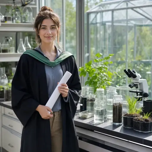 毕业后，她获得了环境科学硕士学位。