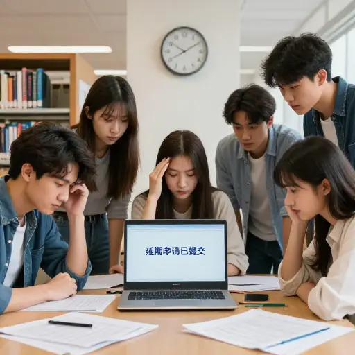 学生们原定在9点前交论文，但很多人申请了延期。
