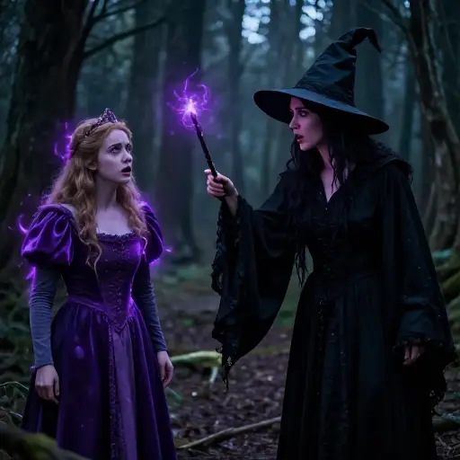 在童话故事里，邪恶的女巫对公主施了魔法。