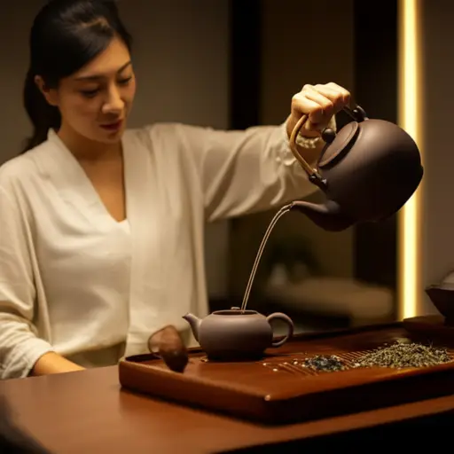 每天晚上泡茶是她的固定仪式。