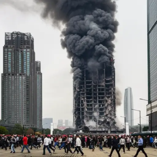 恐怖分子炸毁了市中心的一座大楼。
