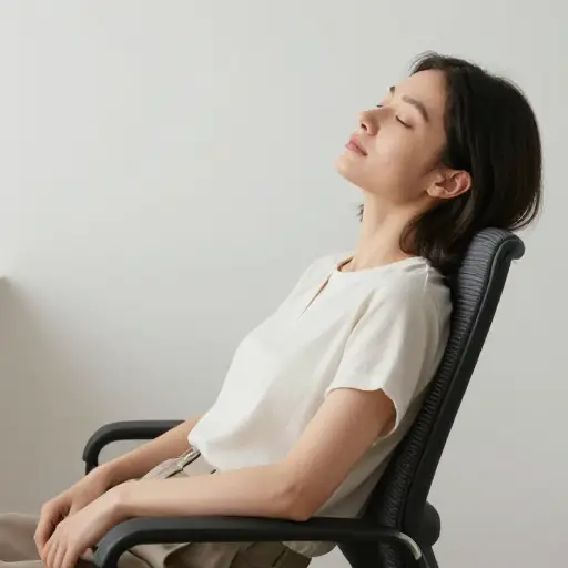 她向后靠在椅子上，闭上了眼睛。