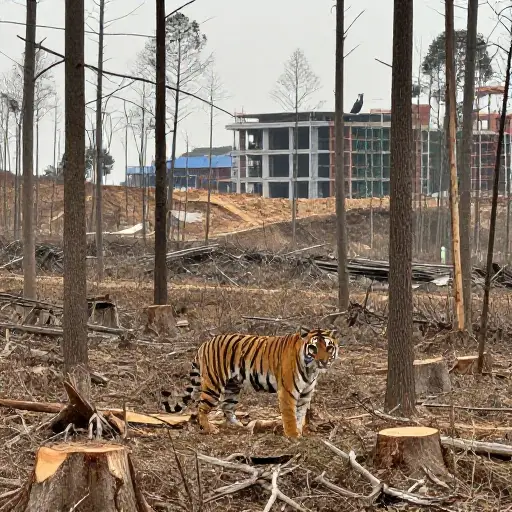 老虎数量的急剧减少主要归因于栖息地的丧失。